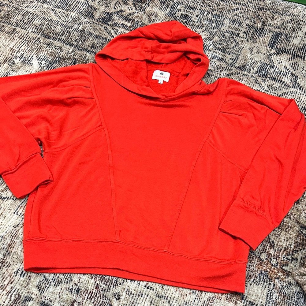 Sundry Vibrant Red Hooded Sweater